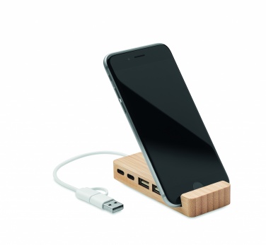 Logotrade promotional merchandise image of: Bamboo USB 4 ports hub