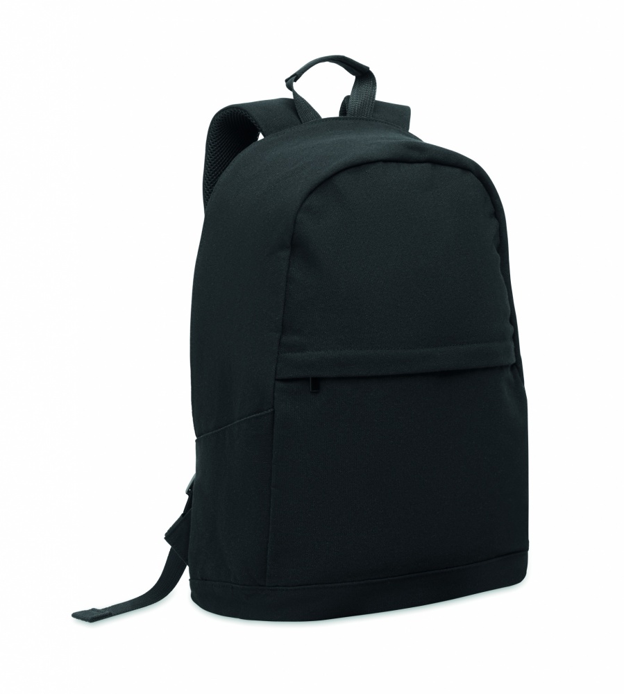 Logo trade promotional gifts image of: A 15-inch laptop backpack made of recycled pre-consumer cotton and recycled polyester with customizable printing.