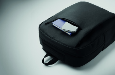 Logo trade promotional item photo of: Slim 15 inch laptop backpack made of 600D RPET polyester with a 210D lining and customizable printing