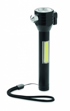 Logotrade promotional merchandise image of: 3-in-1 aluminum flashlight with an emergency hammer and seatbelt cutter, customizable with printing
