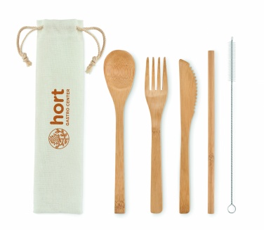 Logo trade promotional gifts image of: Bamboo cutlery with straw