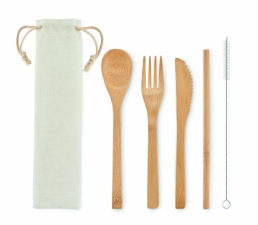 Logo trade business gift photo of: Bamboo cutlery with straw