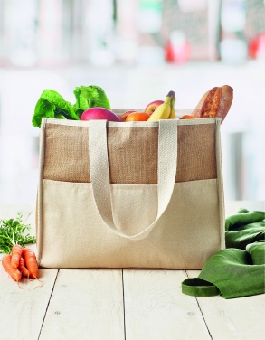 Logo trade business gift photo of: Jute and canvas cooler bag