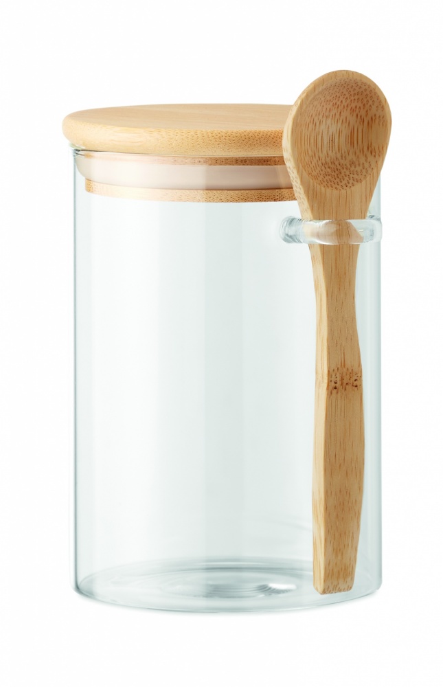 Logotrade promotional giveaway picture of: Glass jar with spoon 600 ml