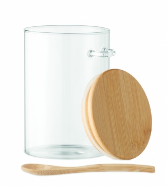 Logo trade advertising products picture of: Glass jar with spoon 600 ml