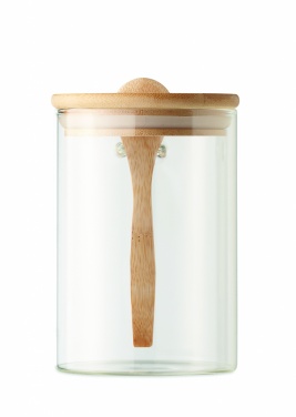 Logo trade corporate gifts image of: Glass jar with spoon 600 ml