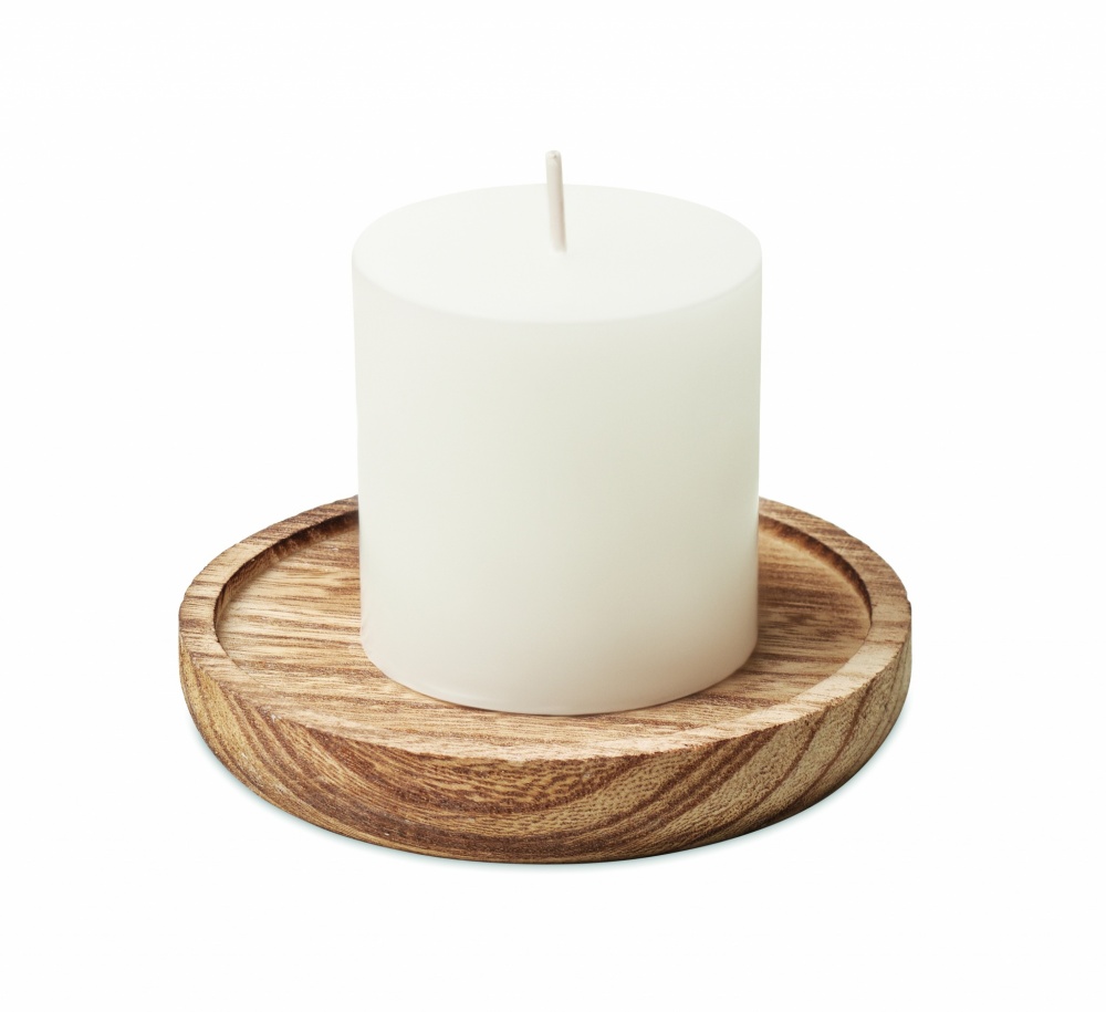 Logo trade corporate gift photo of: Candle on round wooden base