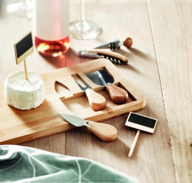 Logo trade promotional items image of: Bamboo Cheese board set Leipzig