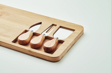 Logo trade corporate gifts picture of: Bamboo Cheese board set Leipzig