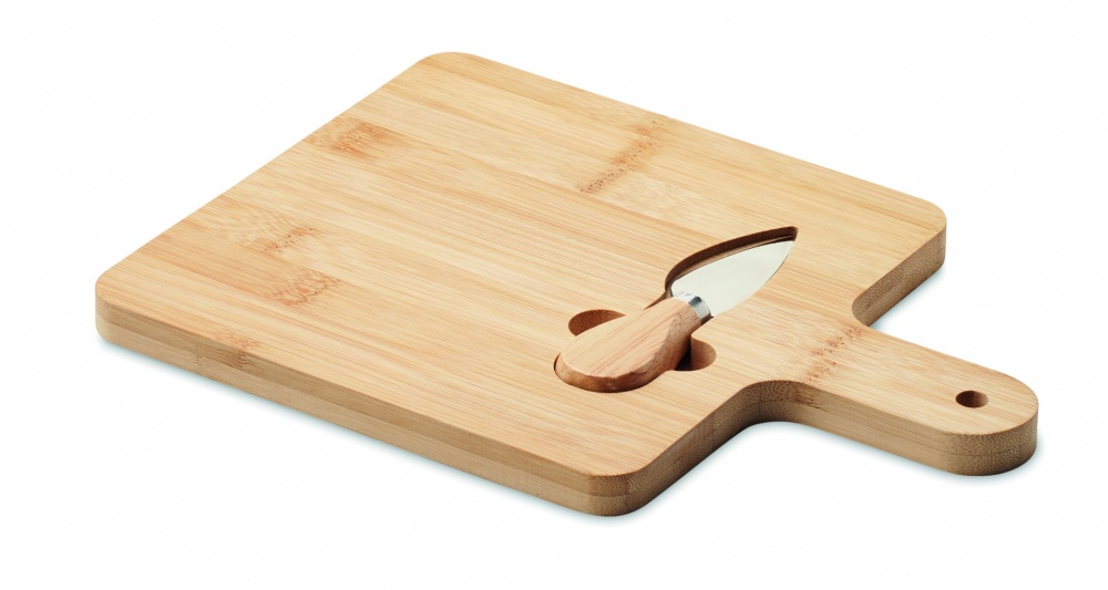 Logo trade corporate gifts picture of: Cheese board set in bamboo Bremen