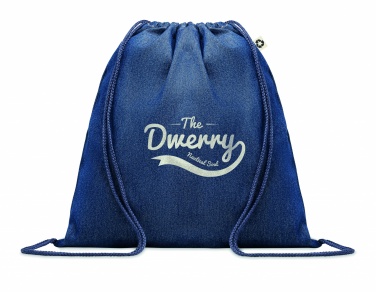 Logo trade promotional giveaways image of: Recycled denim drawstring bag