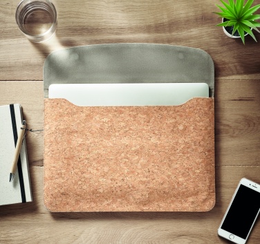 Logo trade promotional merchandise picture of: Cork laptop bag magnetic flap