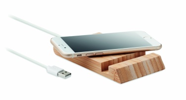Logo trade promotional giveaways picture of: Bamboo wireless charger  10W ODOS