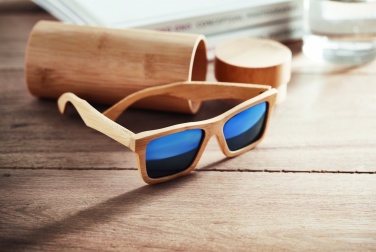 Logo trade promotional item photo of: Sunglasses and case in bamboo KEILA