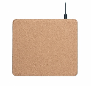 Logo trade promotional items image of: Cork mouse mat charger 15W