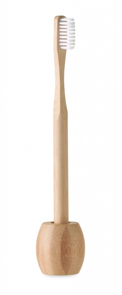 Logo trade promotional giveaway photo of: Bamboo tooth brush with stand