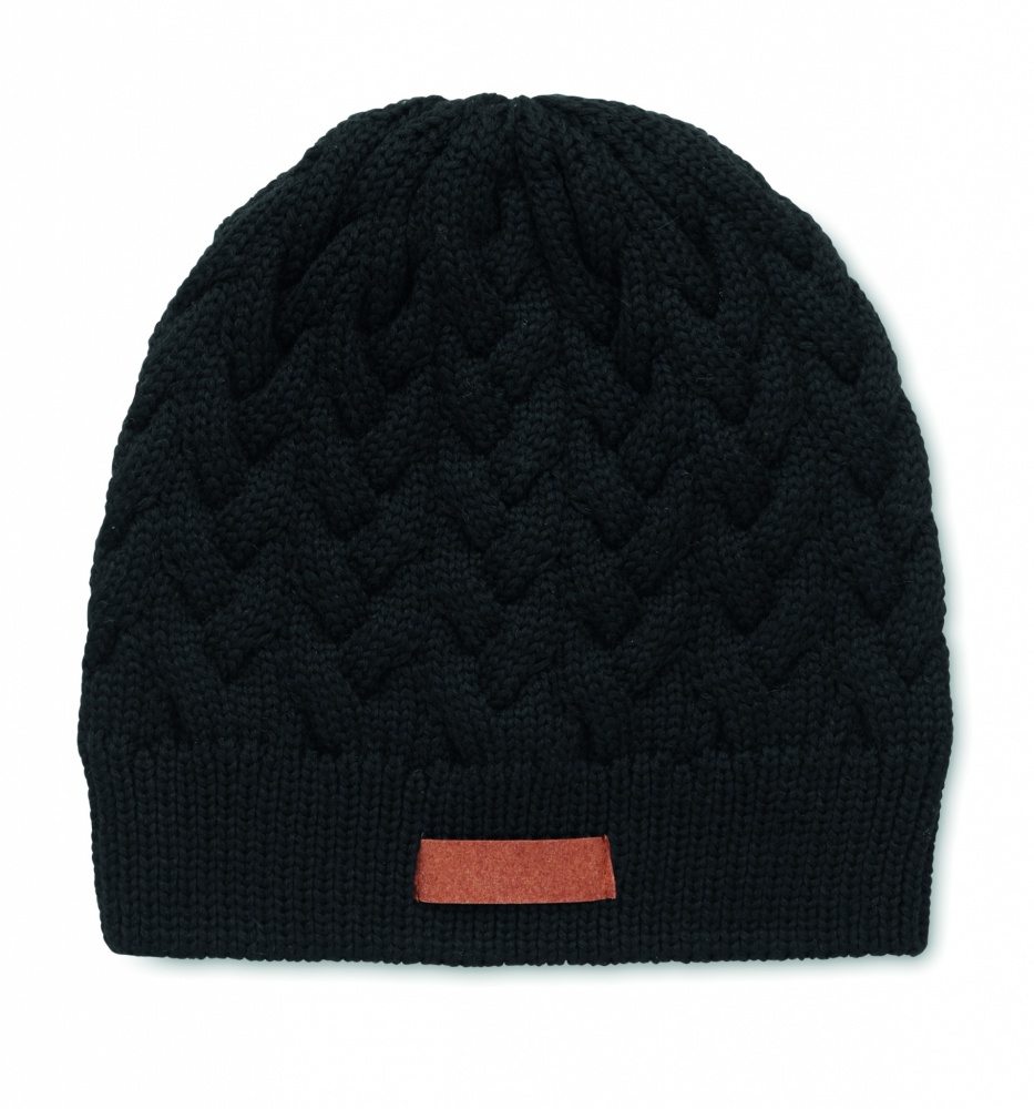 Logo trade promotional gifts picture of: Cable knit beanie in RPET