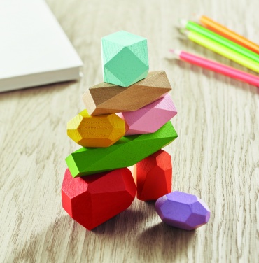 Logotrade promotional products photo of: 8 stacking wood rocks in pouch