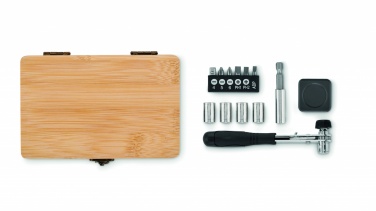Logo trade advertising products picture of: 13 piece tool set, bamboo case