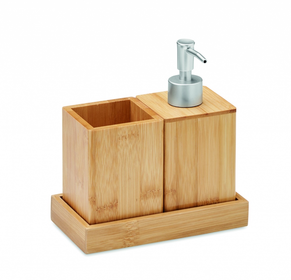 Logo trade promotional merchandise image of: 3 piece bath set in bamboo