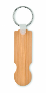 Logotrade promotional giveaway image of: Bamboo euro token key ring Rauma