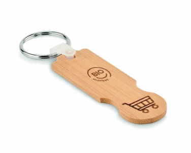 Logo trade promotional product photo of: Bamboo euro token key ring Rauma
