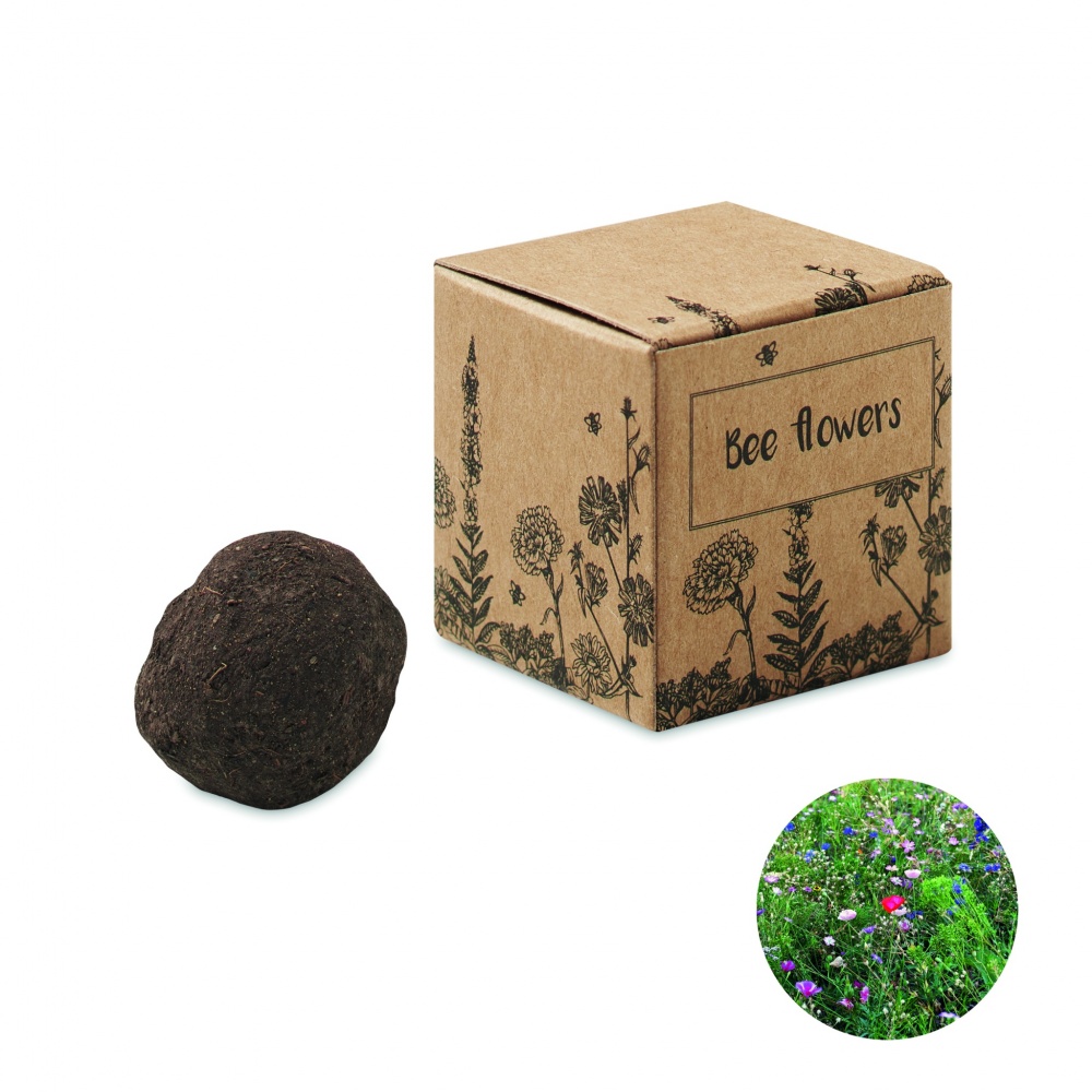 Logo trade business gifts image of: Seed bomb with bee flowers