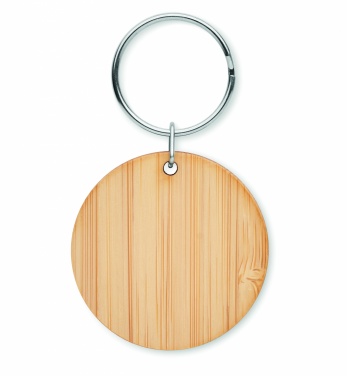 Logo trade promotional products picture of: Round bamboo key ring Pieksämäki