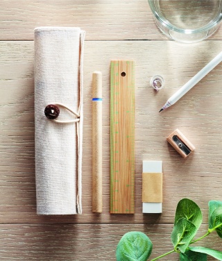 Logo trade promotional items image of: Stationary set in cotton pouch