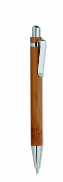 Logo trade promotional merchandise image of: Bamboo pen and pencil set