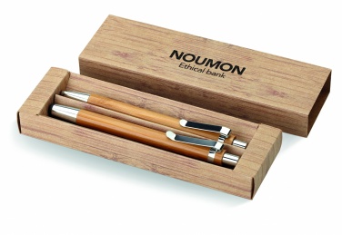 Logo trade promotional gifts picture of: Bamboo pen and pencil set