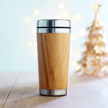Logo trade promotional products picture of: Double wall bamboo flask 430ml