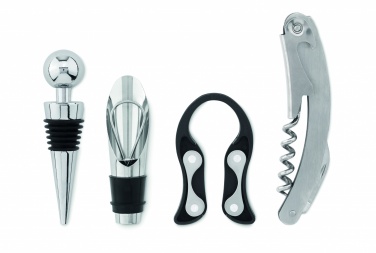 Logo trade promotional items image of: 4 pcs wine set in wooden stand