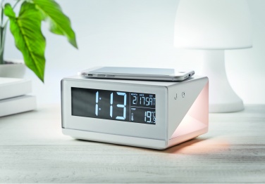Logo trade promotional products image of: LED clock & wireless charger5W