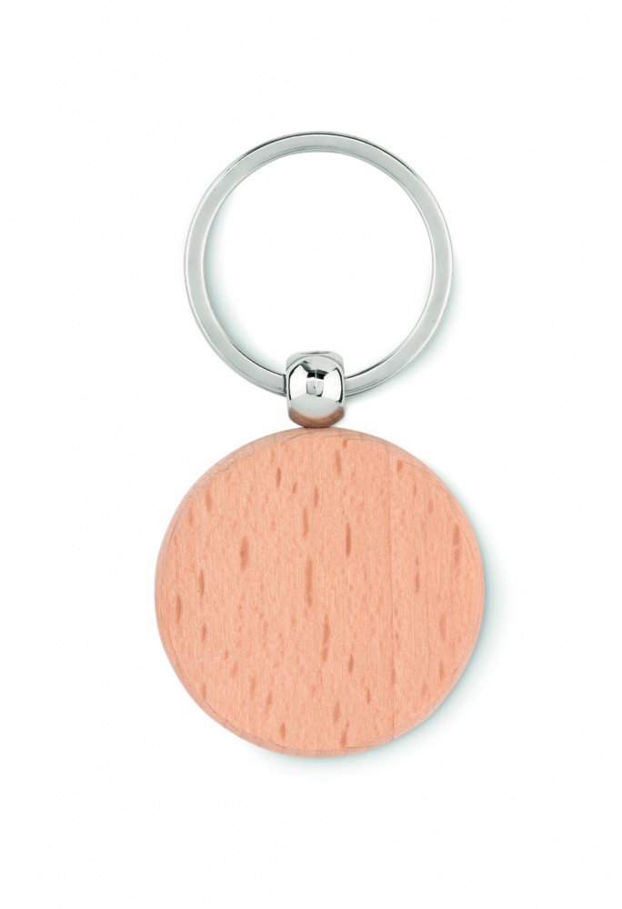 Logo trade corporate gifts image of: Round wooden key ring Saldus