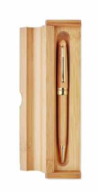 Logo trade corporate gifts image of: Bamboo twist-action ballpoint pen in a box