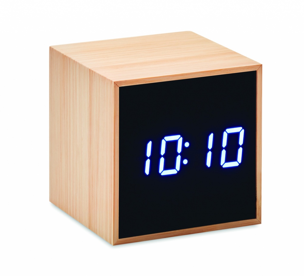 Logotrade business gifts photo of: LED alarm clock bamboo casing Dortmund