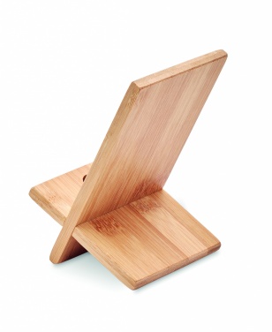 Logo trade promotional merchandise photo of: Bamboo phone stand/ holder WHIPPY