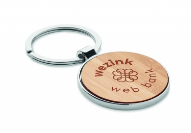 Logo trade promotional gift photo of: Round key ring metal bamboo Dobele