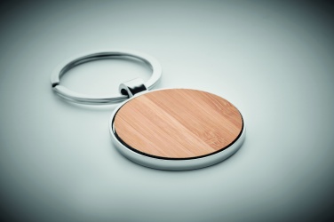 Logotrade promotional giveaway image of: Round key ring metal bamboo Dobele