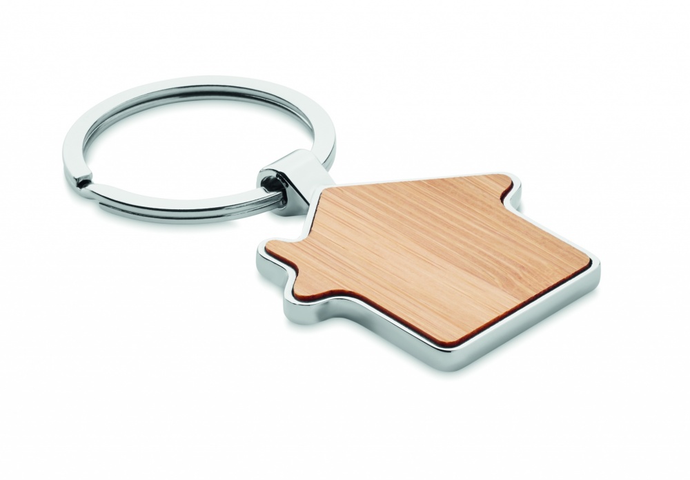 Logotrade promotional giveaway picture of: House key ring metal bamboo NORDIC