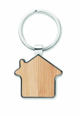 Logotrade promotional giveaway picture of: House key ring metal bamboo NORDIC