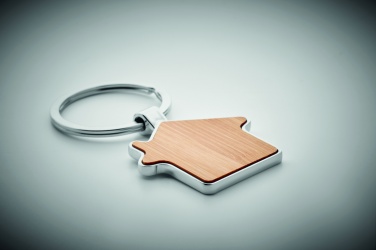 Logotrade promotional gift picture of: House key ring metal bamboo NORDIC