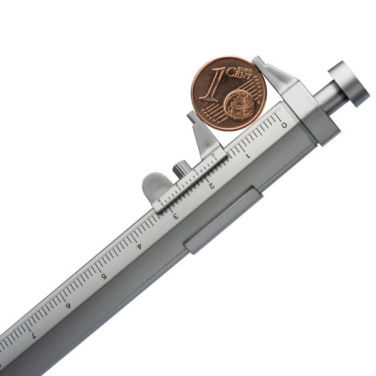 Logo trade advertising product photo of: Plastic ballpen with sliding calliper PRESCOT