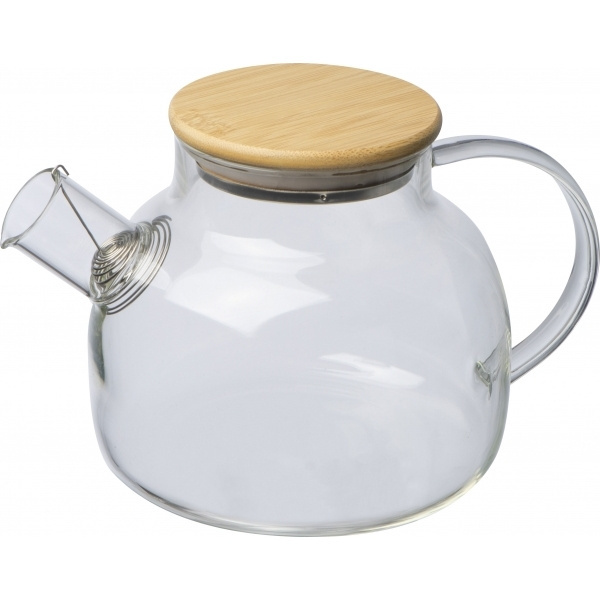 Logo trade business gifts image of: Glass jug with bamboo lid FRANKFURT 1000ml