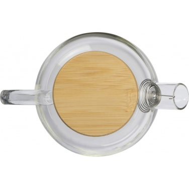 Logotrade corporate gift picture of: Glass jug with bamboo lid FRANKFURT 1000ml