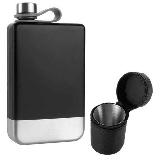 Logotrade promotional giveaways photo of: Hip flask set TAHAT Schwarzwolf