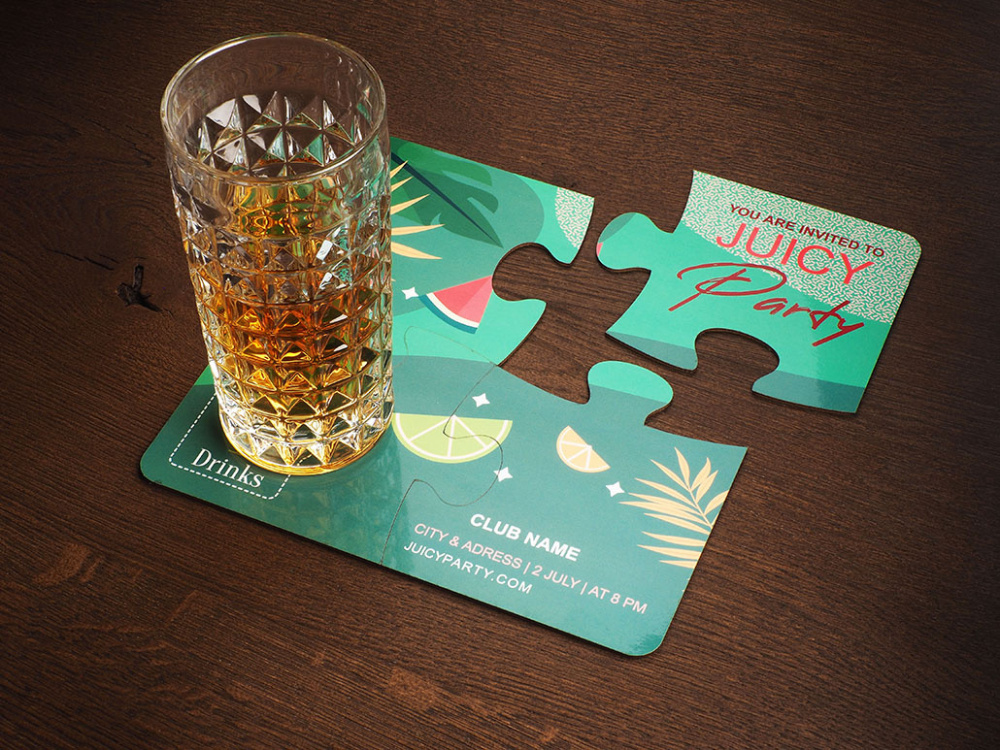 Logo trade promotional gifts picture of: Set of 4 PUZZLE glass coasters 1835117