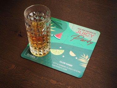 Logo trade promotional items image of: Set of 4 PUZZLE glass coasters 1835117