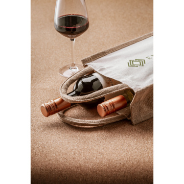 Logotrade promotional merchandise image of: Jute Canvas Double Wine Bag